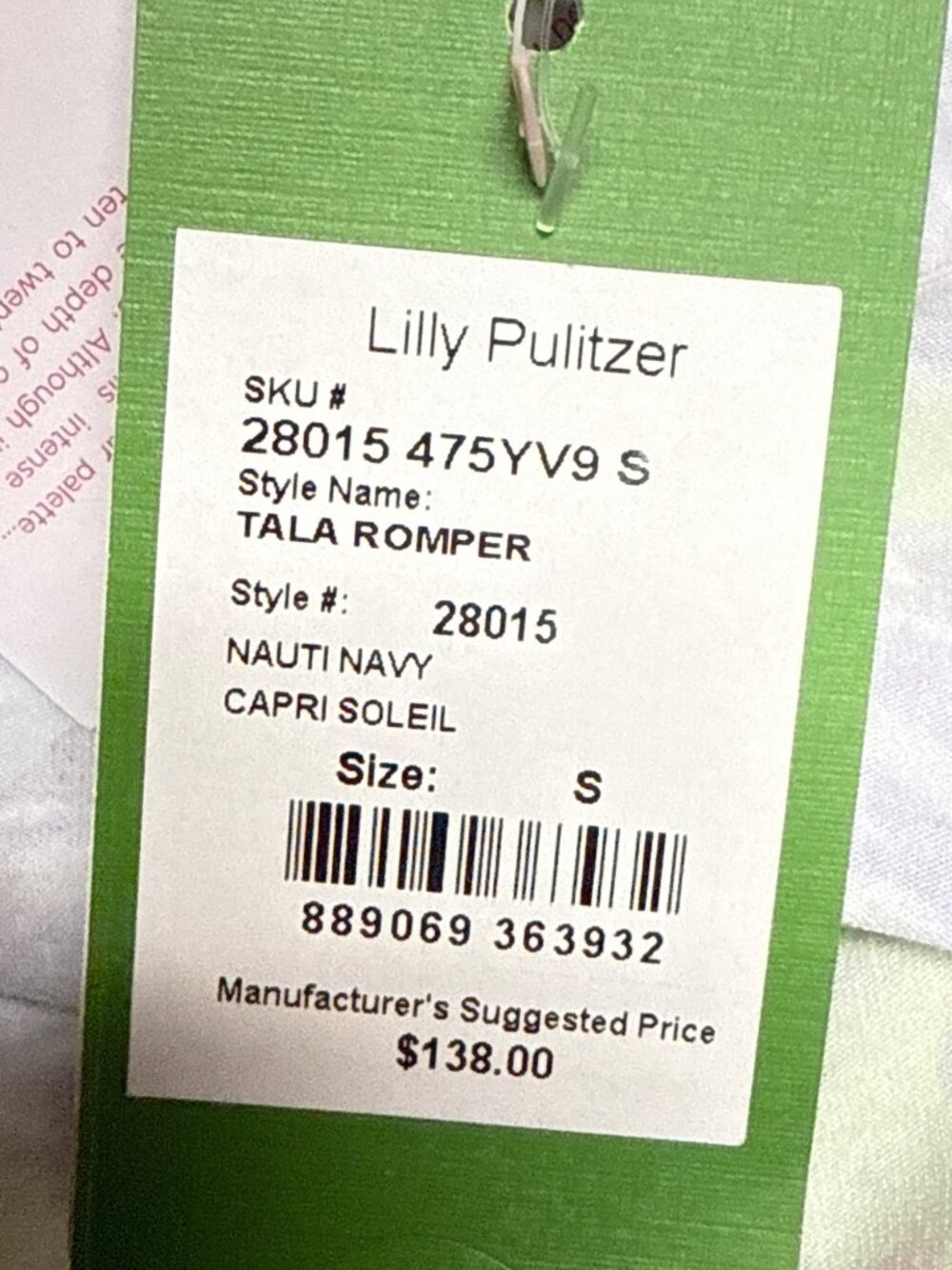 Lilly Pulitzer Tala Romper Nauti Navy Capri Soleil Blue PInk Small NWT Tropical - Picture 9 of 11